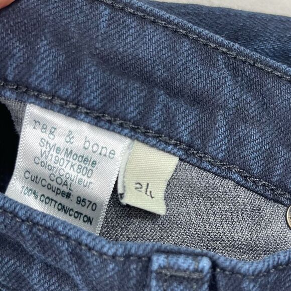 Rag & Bone Cut Off Denim Jean Mini Short in Coal Dark Blue Black 24 Y2K Boho - Picture 7 of 10